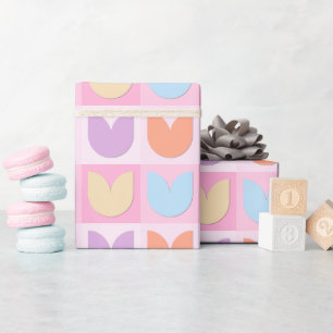 Papier Cadeau Elégante Tulipes jaune violet bleu pastel