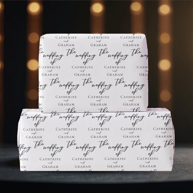 Papier Cadeau Élégante typographie noire Mariage personnalisé (Créateur téléchargé)