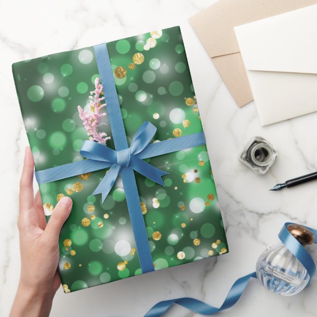 Papier Cadeau Élégante vacances vertes Snowflakes Noël (Cadeaux)