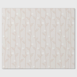 Papier Cadeau Elégante vigne botanique beige et blanche