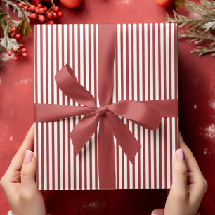 Papier Cadeau Élégantes bandes minces rouges et blanches