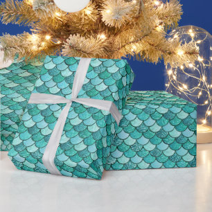 Papier Cadeau Élégantes écailles de sirène pailletées ombrées de
