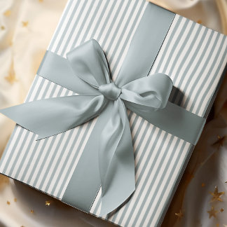 Papier Cadeau Élégantes rayures fines bleu et blanc français