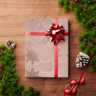 Papier Cadeau Élégants flocons de neige en marbre doré rose e