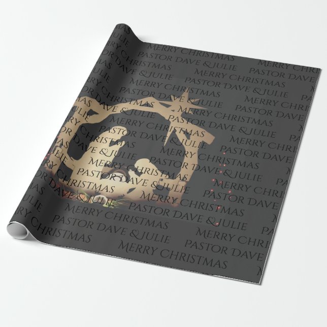 Papier Cadeau Élégants Nativité de Noël (Déroulé)