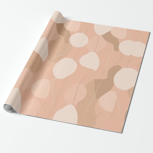 Papier Cadeau Élégants neutres : Abstrait Motif de ballon (Déroulé)