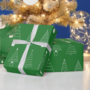 Papier Cadeau Élégants sapins de Noël verts traditionnels