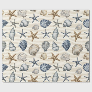 Papier Cadeau Éléments de conception d'étoiles de mer côtières 3