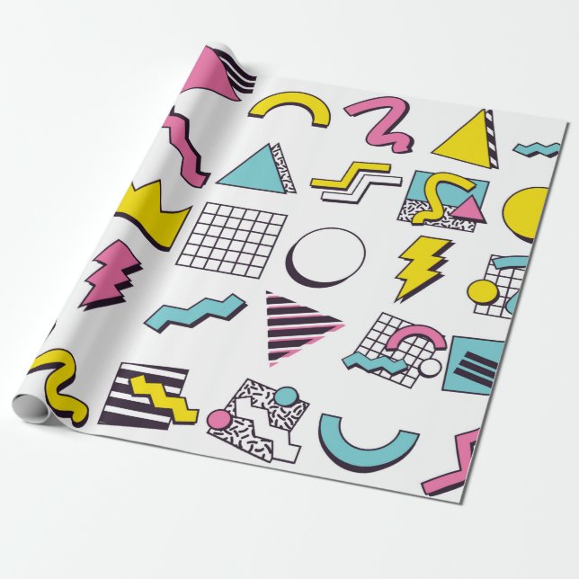 Papier Cadeau Éléments de conception Pop Memphis des années 90  (Déroulé)