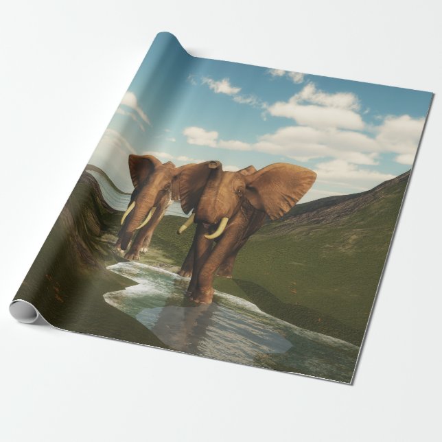 Papier Cadeau Éléphant (Déroulé)