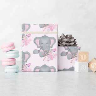Papier Cadeau Eléphant à l'aquarelle mignonne