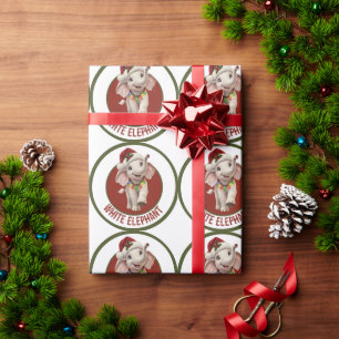 Papier Cadeau Éléphant Blanc de Noël