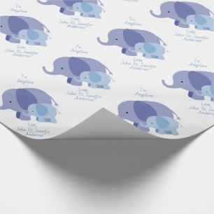 Papier Cadeau Éléphant de bleus layette