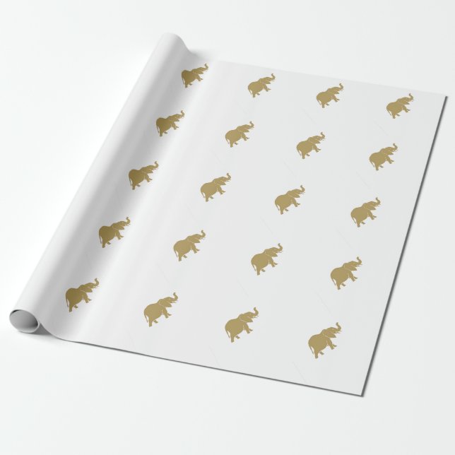 Papier Cadeau Éléphant d'or (Déroulé)
