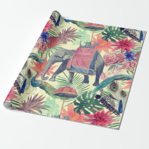 Papier Cadeau Eléphant Exotique Peacock Plutôt