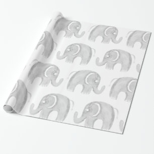 Papier Cadeau Éléphant peint à la main d'aquarelle moderne de
