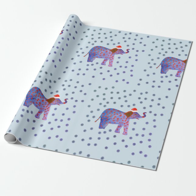 Papier Cadeau Elephant Père Noël (Déroulé)