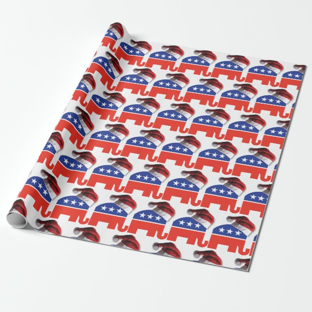 Papier Cadeau Eléphant républicain portant un Casquette du Père  (Déroulé)