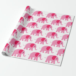 Papier Cadeau Éléphant rose