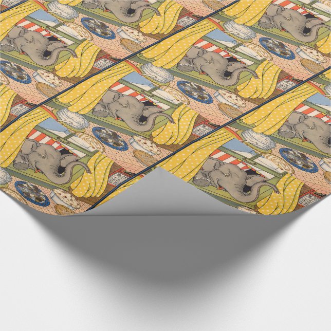 Papier Cadeau éléphant se balançant la tête par la fenêtre (Coin)