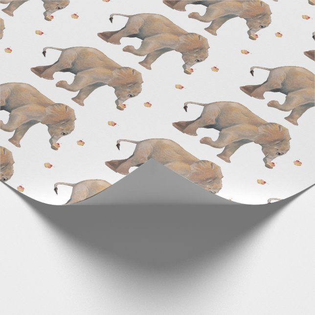 Papier Cadeau Elephant with cupcakes XL gift wrap (Coin)