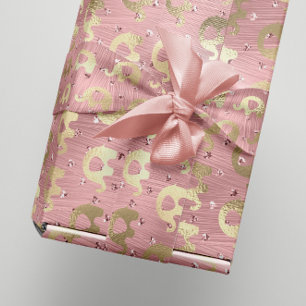 Papier Cadeau Eléphants Coeurs de métal Or rose rose rose bébé f