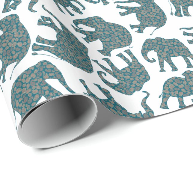 Papier Cadeau Eléphants de Paisley personnalisées sur un Cadeau  (Coin rond)