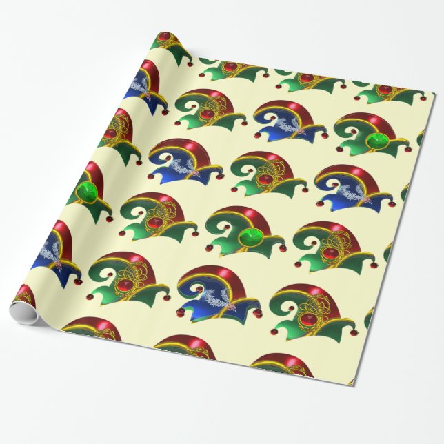 PAPIER CADEAU ELF CASQUETTES, SHAMROCK, FEATHES DE DIAMONDES, JE (Déroulé)