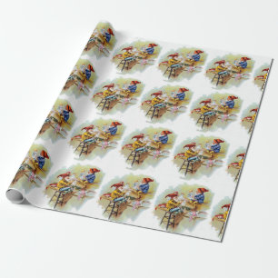 Papier Cadeau Elfes Vintages Avec Jouets