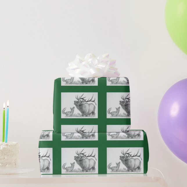 Papier Cadeau Elk de Noël et renard (Cadeaux de fête)