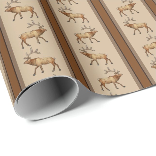 Papier Cadeau Elk Stripe  (Coin rond)