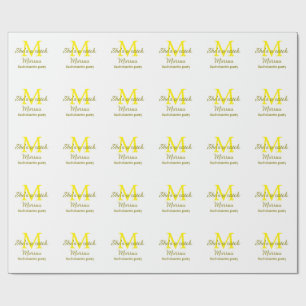 Papier Cadeau Elle est un parti de jeune fille monogramme jaune 