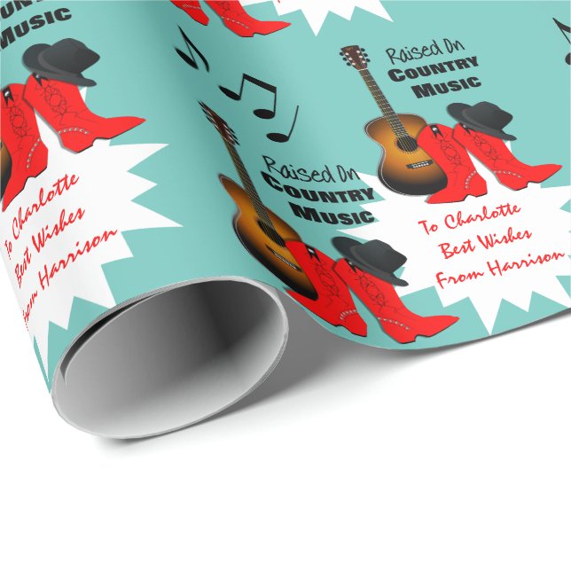 Papier Cadeau Elu sur Country Music Cool Cowgirl Personnalisé (Coin rond)