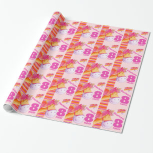 Papier Cadeau Emballage à rayures pour les 8 ans des enfants pon
