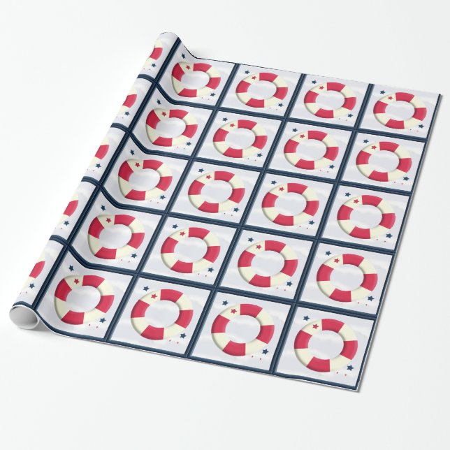 Papier Cadeau Emballage de conception Nautique Cute (Déroulé)