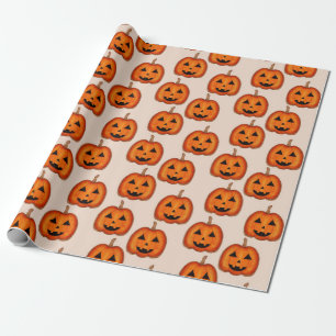Papier Cadeau Emballage de motif de citrouille Jack O Lantern Ha