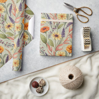 Papier Cadeau Emballage de récolte de fleurs sauvages d'automne 
