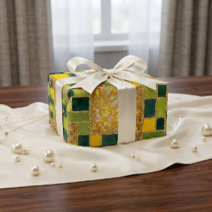Papier Cadeau Emballage de style pailleté faux vert