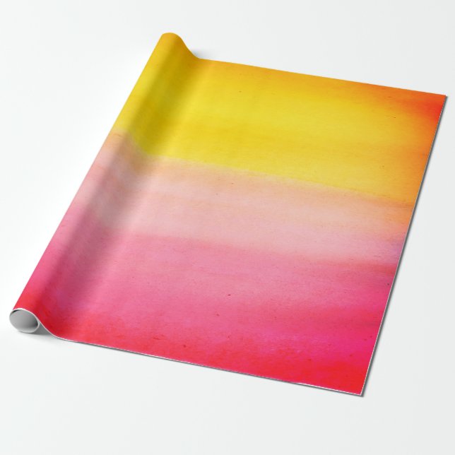 Papier Cadeau Emballage rose d'aquarelle d'Ombre et jaune fait (Déroulé)