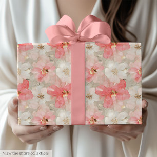 Papier Cadeau Emballage tendance rose poudré et or pour 90e anni
