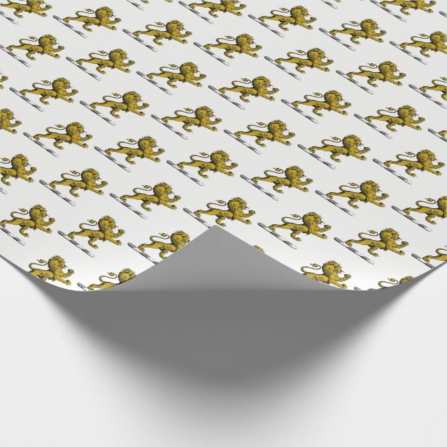 Papier Cadeau Emblème C de crête permanente de lion héraldique (Coin)