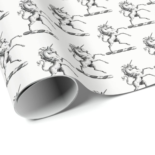 Papier Cadeau Emblème d'élevage de l'Unicorne héraldique (Coin rond)