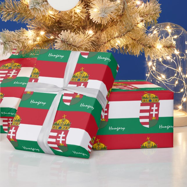 Papier Cadeau Emblème du drapeau hongrois & cadeaux de Hongrie / (Vacances)
