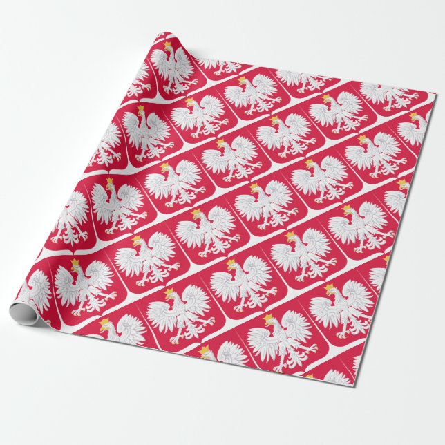 Papier Cadeau Emblème polonais - Bouclier polonais - Herbe Polsk (Déroulé)