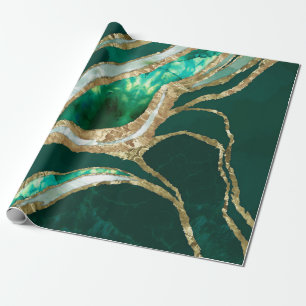 Papier Cadeau Emerald Green et Gold abstrait