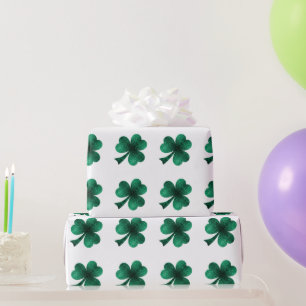 Papier Cadeau Emerald Sparkles Shamrock Clover vert blanc