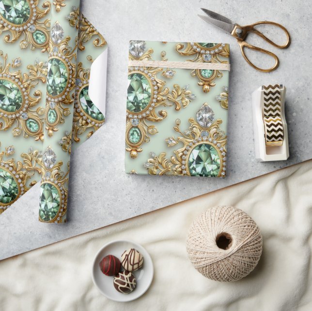 Papier Cadeau Émeraude et or (Artisanat)