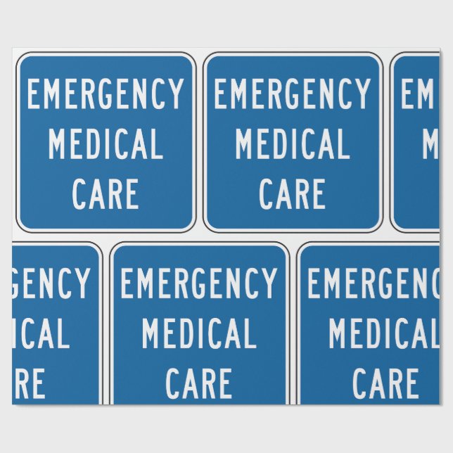 Papier Cadeau Emergency Medical Care Road Sign (Plat)