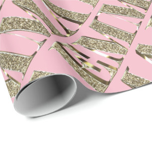 Papier Cadeau Emma Elegant Parties scintillant d'or Look Typogra