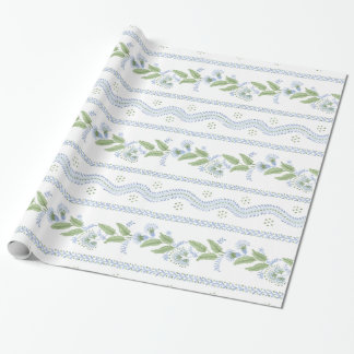 Papier Cadeau Emma Stripe Cornflower Bleu et vert
